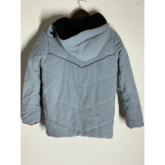 Vin Nike Swoosh Sportswear Reversible Black Gray Jacket Fleece Size L (14-16) - Picture 9 of 16